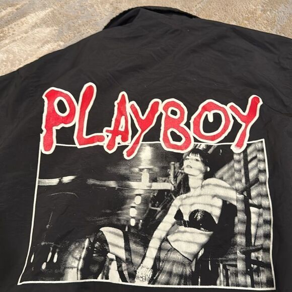 Playboy Pacsun Hardcore Jacket light windbreaker size S in EUC black snap button - Picture 5 of 9